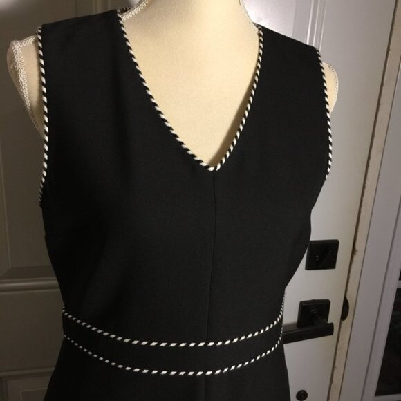 Diane Von Furstenberg Leelou Designer Shift Dress V Neck Black White… - Picture 3 of 9